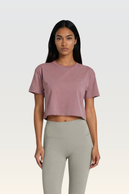 W Moon Tee Cropped - Rose Deep