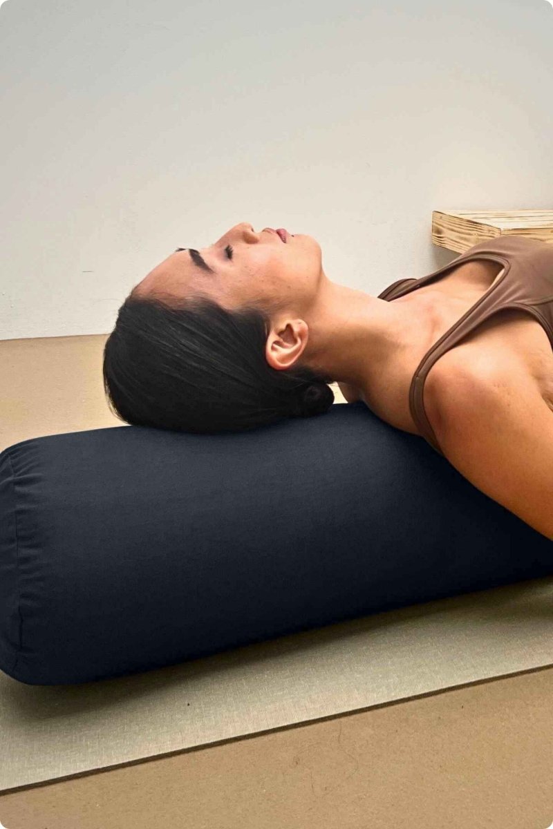 Rumi Earth - Cotton Yoga Bolster – Round - Graphite - RU - YCB - RD - GE - Yoga Props