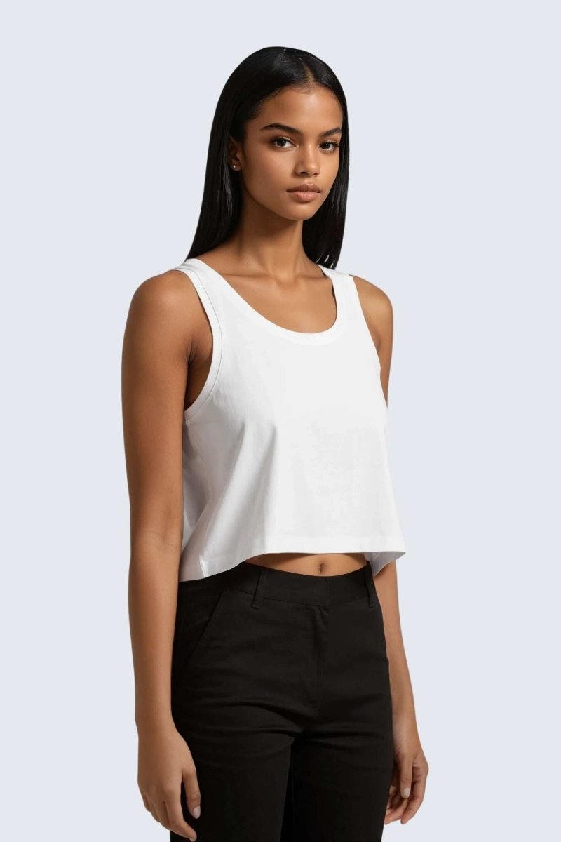 Rumi Earth - W Moon Air Cropped Singlet Tank - Snow - R131221SWP - Tops