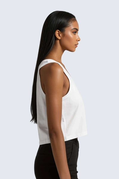 Rumi Earth - W Moon Air Cropped Singlet Tank - Snow - R131221SWP - Tops