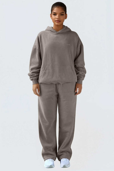 Rumi Earth - WU Moon Dento Sweatshirt Oversize Fleece + Hoodie - Camel - R113221CMP - 