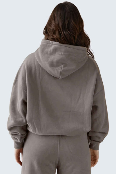 Rumi Earth - WU Moon Dento Sweatshirt Oversize Fleece + Hoodie - Camel - R113221CMP - 