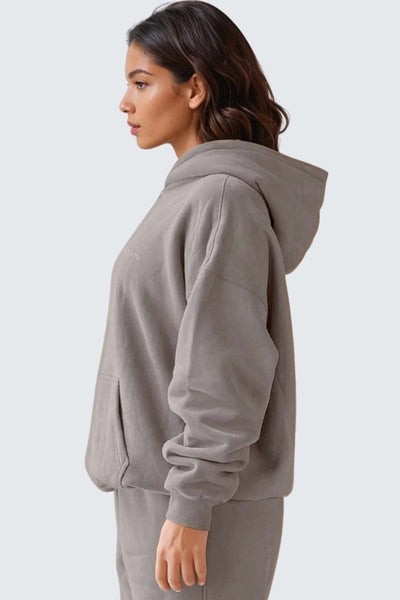 Rumi Earth - WU Moon Dento Sweatshirt Oversize Fleece + Hoodie - Camel - R113221CMP - 